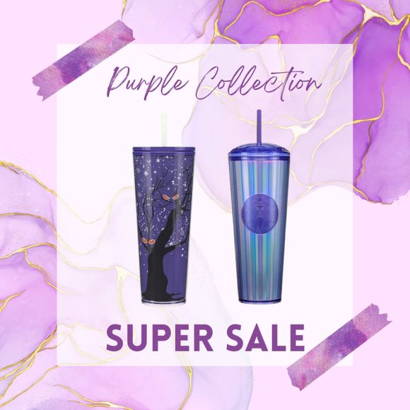 Starbucks Other - BUNDLE 2-Pieces Starbucks Purple Collection Cold Cup Tumbler Venti 24 oz
